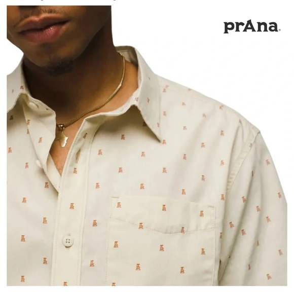 NWT Prana Tinline Shirt Yarrow Rocks Size M Cream - Picture 2 of 12